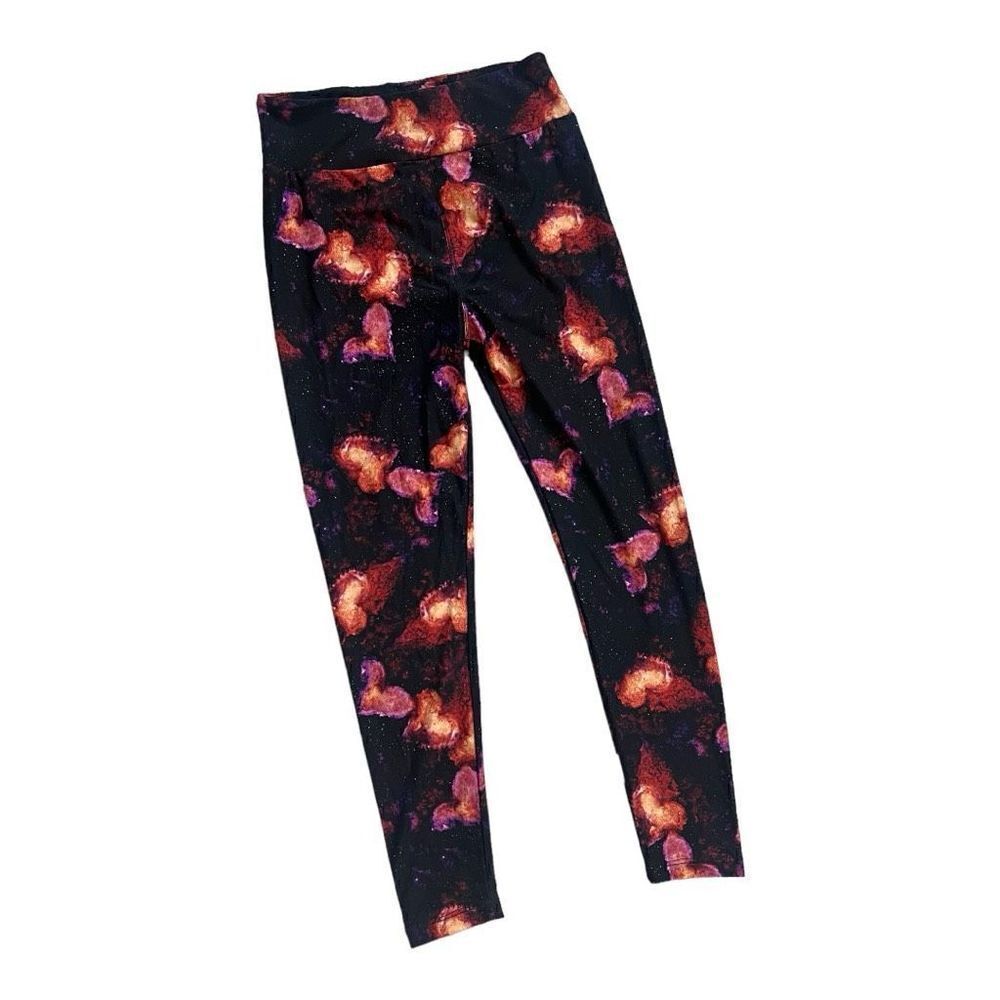 Womens LuLaRoe Space Heart Galaxy Celestial Eclipse Print Leggings - One Size OS